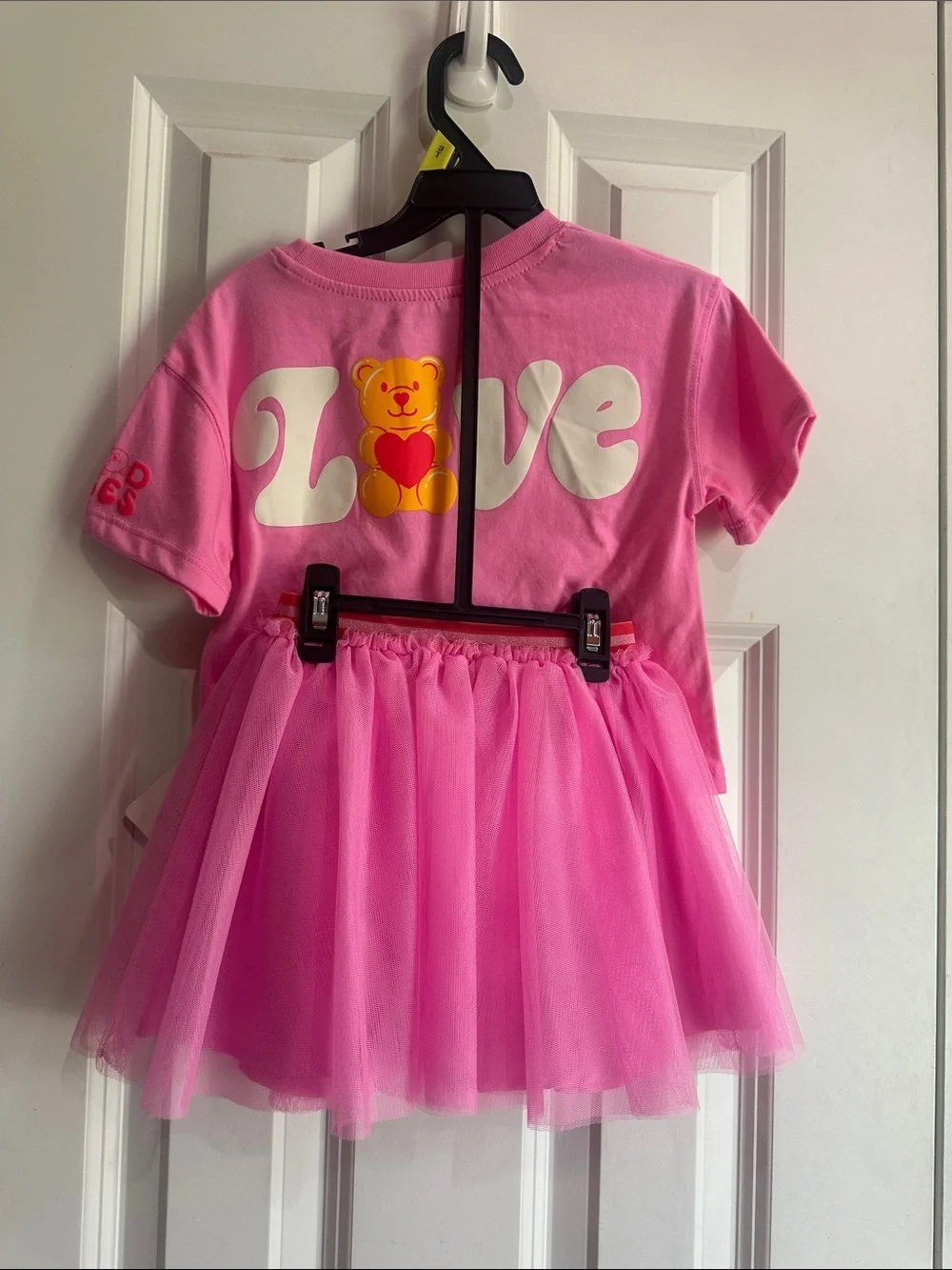 NEW Pink Short Sleeve Teddy Tee Dress with Yellow Bow size 3T